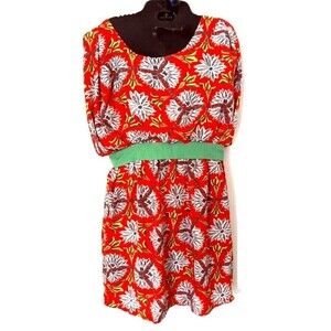 Esley Women's Dress Size Medium Red Turquoise Floral & Aztec Print
